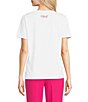 Color:White/Pink - Image 2 - Stretch Knit Crew Neck Short Sleeve Tee