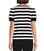 Color:Black/Soft White/Kelly Green - Image 2 - Stripe Knit Short Sleeve Crew Neckline Tee Shirt