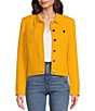 Color:Gold Fusion - Image 1 - Tweed Collared Neck Long Sleeve Jacket