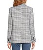 Color:Denim Multi - Image 2 - Tweed Notch Lapel Long Sleeve Blazer Jacket