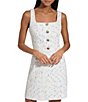 Color:Soft White Multi - Image 4 - Tweed Square Neck Sleeveless Shift Dress