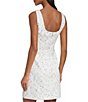 Color:Soft White Multi - Image 2 - Tweed Square Neck Sleeveless Shift Dress