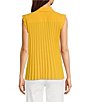 Color:Gold Fusion - Image 2 - Woven Point Collar Sleeveless Scalloped Trim Button-Front Pleated Blouse
