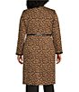 Color:Brown - Image 2 - Plus Size Animal Print Jacquard Open Front Long Sleeve Cardigan