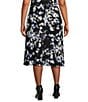 Color:Black/California Sky Multi - Image 2 - Plus Size Crepe Floral Print Flare Hem A-Line Midi Skirt