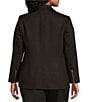 Color:Chocolate Combo - Image 2 - Plus Size Notch Lapel Button Front Zipper Sleeve Blazer Jacket