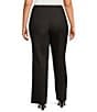 Color:Chocolate Combo - Image 2 - Plus Size Pointe Knit Wide Waist Pull-On Trouser Pants