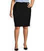 Color:Black - Image 1 - Plus Size Stretch Crepe Pencil Skirt
