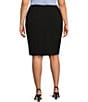 Color:Black - Image 2 - Plus Size Stretch Crepe Pencil Skirt