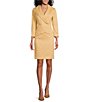 Color:Light Gold - Image 1 - Shawl Collar Button Front Zipper Back Jacket Skirt Set