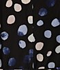 Color:Black/California Sky Multi - Image 3 - Stretch Crepe Dot Print Crew Neck Short Sleeve Belted Fit & Flare Midi Dress