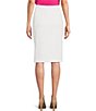 Color:Lily White - Image 2 - Stretch Crepe Front Slit Knee Length Pencil Skirt