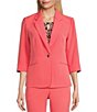 Color:Luxe Salmon - Image 4 - Stretch Crepe Notch Lapel Rolled Cuff Sleeve Coordinating Blazer