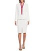 Color:Lily White - Image 3 - Stretch Notch Lapel Collar Long Sleeve Peplum Waist Pearl Button Front Jacket