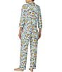Color:Novelty Print - Image 2 - Brushed Jersey Charleston Streets 3/4 Sleeve Notch Collar Coordinating Pajama Set