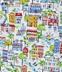 Color:Novelty Print - Image 4 - Brushed Jersey Charleston Streets 3/4 Sleeve Notch Collar Coordinating Pajama Set
