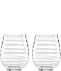 Color:Clear/White - Image 1 - Charlotte Street Spiral Stemless Wine Glass Pair