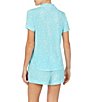 Color:Aqua - Image 2 - Confetti Dot Printed Mrs. Shorts & Top Jersey Bridal Pajama Set