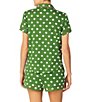 Color:Green Dot - Image 2 - Dotted Short Sleeve Notch Collar Cozy Knit Jersey Shorty Pajama Set
