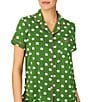 Color:Green Dot - Image 4 - Dotted Short Sleeve Notch Collar Cozy Knit Jersey Shorty Pajama Set