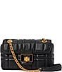 Color:Black - Image 1 - Evelyn Quilted Leather Small Shoulder Crossbody Bag