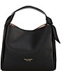Color:Black - Image 1 - Knott Pebbled Leather Medium Crossbody Bag