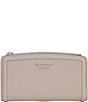 Color:Warm Taupe - Image 1 - Knott Pebbled Leather Zip Slim Wallet