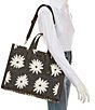 Color:Black/White - Image 4 - Manhattan Floral Textured Fabric Large Tote Bag
