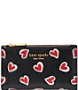 Color:Black Multi - Image 1 - Morgan Stencil Hearts Embossed Printed Leather Small Bifold Wallet