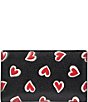 Color:Black Multi - Image 2 - Morgan Stencil Hearts Embossed Printed Leather Small Bifold Wallet