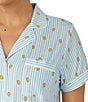 Color:Blue Stripe - Image 5 - Plus Size Lemon Striped Notch Collar Short Sleeve Knit Cropped Pajama Set