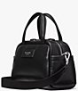 Color:Black - Image 3 - Puffed Smooth Leather Satchel Bag
