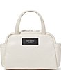 Color:Parchment - Image 1 - Puffed Smooth Leather Satchel Bag