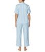 Color:Aqua Stripe - Image 2 - Satin Honeymoon Stripe Coordinating Cropped Bridal Pajama Set