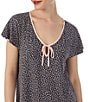 Color:Multi Floral - Image 3 - Short Sleeve Floral Print Jersey Knit Cropped Pajama Set