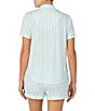 Color:Aqua Stripe - Image 2 - Striped Jersey Top & Short Coordinating Bridal Pajama Set