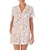 Color:Pink/Ground - Image 1 - With Love Modal Jersey Short Sleeve Notch Collar Shorty Bridal Pajama Set