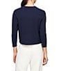 Color:Dark Navy - Image 2 - Carson Knit Floral Embroidered Crew Neck 3/4 Sleeve Front Hook Cardigan