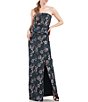 Color:Ink Soft Blush - Image 3 - Floral Print Strapless Front Slit Peplum Gown