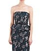 Color:Ink Soft Blush - Image 4 - Floral Print Strapless Front Slit Peplum Gown