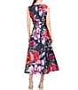Color:Raspberry Multi - Image 2 - Floral Print V-Neck Sleeveless A-Line Dress