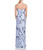 Color:Blue Dawn Multi - Image 2 - Floral Strapless Sleeveless Pleated Bodice and Slit Gown