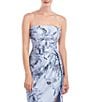 Color:Blue Dawn Multi - Image 3 - Floral Strapless Sleeveless Pleated Bodice and Slit Gown