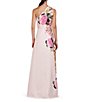 Color:Rose Voile - Image 2 - Stretch Crepe Floral Border Print One Shoulder Sleeveless Gown