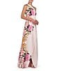 Color:Rose Voile - Image 3 - Stretch Crepe Floral Border Print One Shoulder Sleeveless Gown