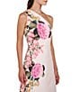 Color:Rose Voile - Image 4 - Stretch Crepe Floral Border Print One Shoulder Sleeveless Gown