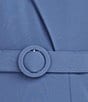 Color:Mediterranean Blue - Image 4 - Stretch Crepe One Shoulder Pleated Back Belted Gown