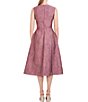 Color:Primrose - Image 2 - Stretch Jacquard Sleeveless Pleated Skirt Overlay Fit and Flare Dress