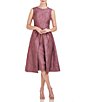 Color:Primrose - Image 5 - Stretch Jacquard Sleeveless Pleated Skirt Overlay Fit and Flare Dress