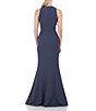 Color:Prussian Blue - Image 2 - Stretch Sleeveless Criss Cross Halter Neck Gown